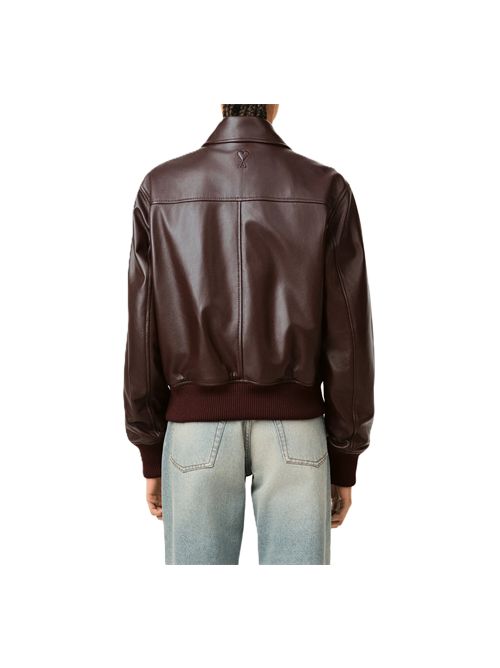 Giacca in pelle d'agnello liscia. Ami Paris | FJK850.LH0068A235 DARKCHERRY